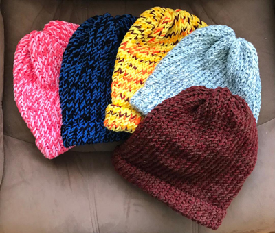 Loom Knitted Hats for donation www.dlstewart.com
